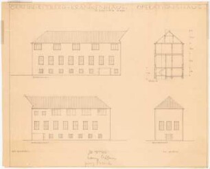 Rittberg Krankenhaus, Berlin-Lichterfelde Um- und Neubau: Operationshaus: Ansichten, Schnitt 1:100