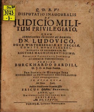 Disputatio inauguralis de judicio militum privilegiato