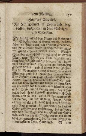 Fünftes Capitel. Von dem Schnitt im Hohen und Ungedeckten, desgleichen in dem Niedrigen und Gedeckten.