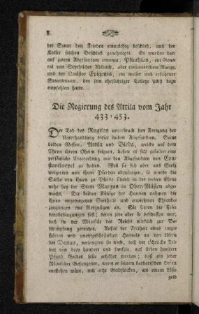 Die Regierung des Attila vom Jahr 433-453.