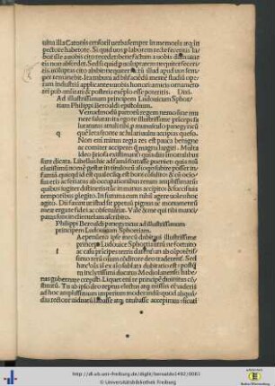 Philippi Beroaldi panegyricus ad...Ludovicum Sphortiam