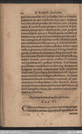 De perturbationibus seu affectibus. Cap. VI.