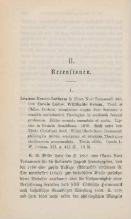 282-285 [Rezension] Grimm, Carl Ludwig Willibald, Lexicon Graeco-Latinum in libros Novi Testamenti