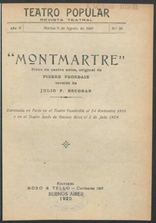 2.1920=Nr. 39: Montmartre : pieza en cuatro actos