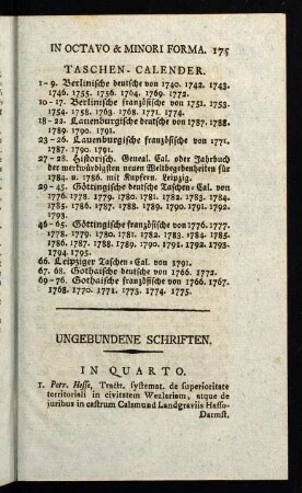 175-179, Ungebundene Schriften