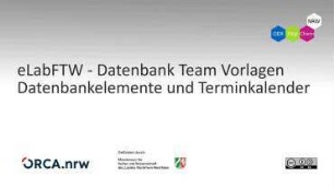 eLabFTW: Datenbank Team und Vorlagen - Datenbankelemente und Terminkalender