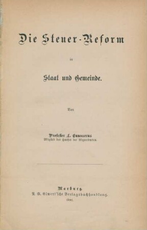 Die Steuer-Reform in Staat und Gemeinde