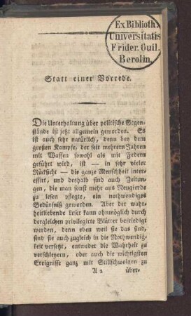 Statt einer Vorrede