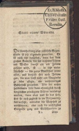 Statt einer Vorrede