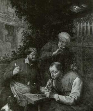 Adriaen van Ostade: Zwei rauchende Bauern, 1664 : bez. und dat: 1664
