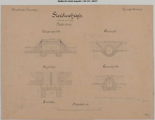 Sieldurchlass in Station 93+5. Entwurf.