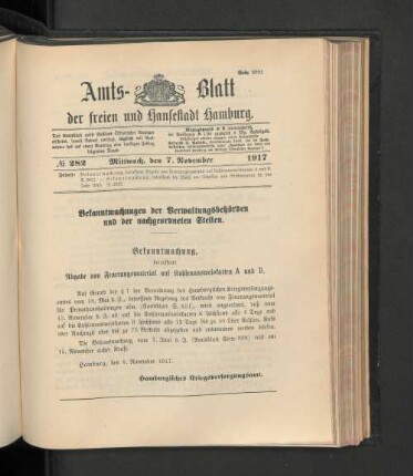 No. 282, 7. November 1917