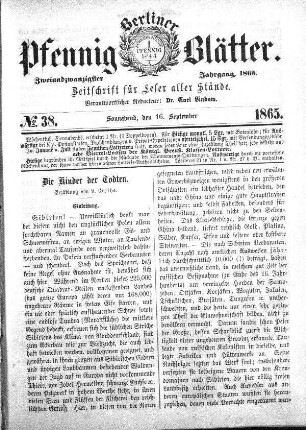 No. 38, Sonnabend, den 16. September