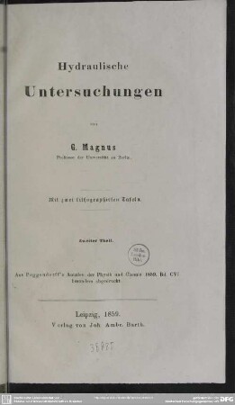 Hauptbd.: Hydraulische Untersuchungen