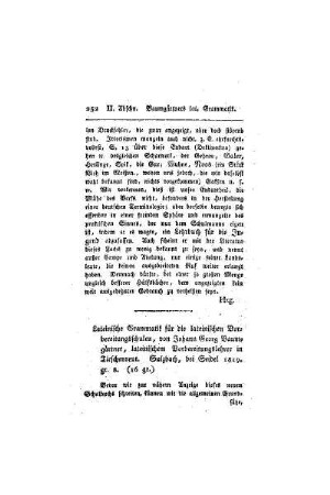 Lateinische Grammatik für die lateinischen Vorbereitungsschulen, von Johann Georg Baumgärtner, lateinischen Vorbereitungslehrer in Tirschenreut. Sulzbach, bei Seidel 1819