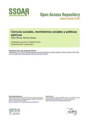 Ciencias sociales, movimientos sociales y politicas públicas