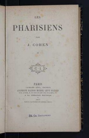 Les Pharisiens / par J. Cohen