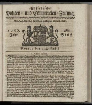 28tes Stueck, Montag den 11ten Julii. 1768