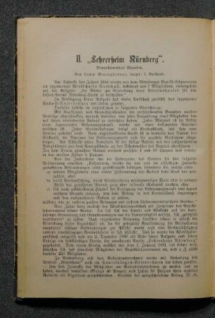 II. "Lehrerheim Nürnberg". Anerkannter Verein.