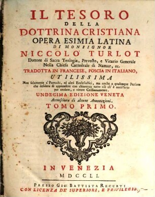 Il Tesoro Della Dottrina Cristiana : Opera Esimia Latina, 1