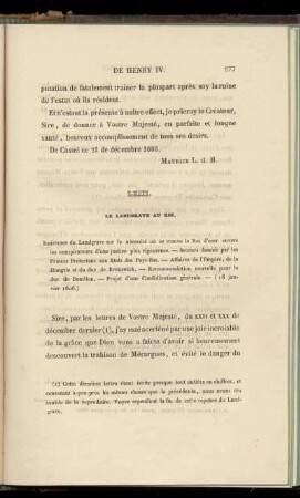 LXIII. Le Landgrave au Roi (18 janvier 1606)