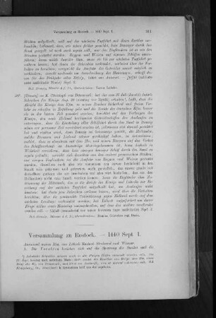 Versammlung zu Rostock. - 1440 Sept. 1.
