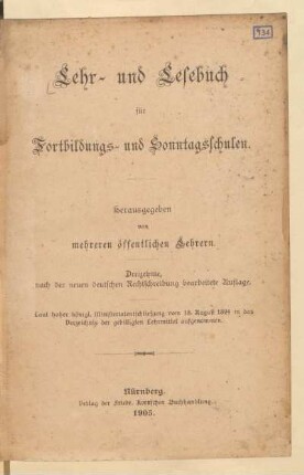 Lehr- und Lesebuch für Fortbildungs- und Sonntagsschulen