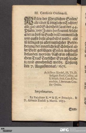 III. Censoris Ordinarii.