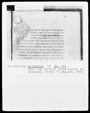Gregorius Magnus und andere — Gregorius Magnus, Regula pastoralis — Initiale Q(uia sancti de corpore), Folio 102recto