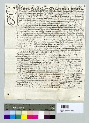 Revers zu Urk. 3098 (21. November 1592 / 2). S: Heinrich Moritz von Seiboldsdorf, Pfleger zu Hohenburg