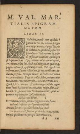 M. Val. Martialis Epigrammaton. Liber II.