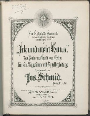 Ich und mein Haus : aus Psalter und Harfe von Spitta ; für 1 Singstimme mit Orgelbegl.