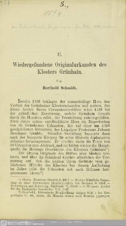 Wiedergefundene Originalurkunden des Klosters Grünhain : [Teil] 2