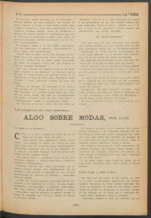 La página de las damas : Algo sobre modas