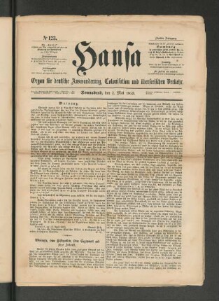 No. 123. Sonnabend, den 7. Mai 1853.