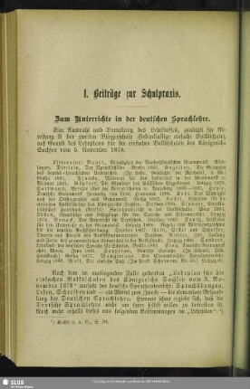 1. Beiträge zur Schulpraxis