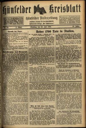Erste Ausgabe vom Samstag, den 26. Juli 1930.