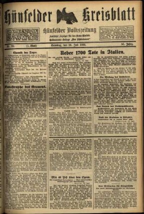 Erste Ausgabe vom Samstag, den 26. Juli 1930.