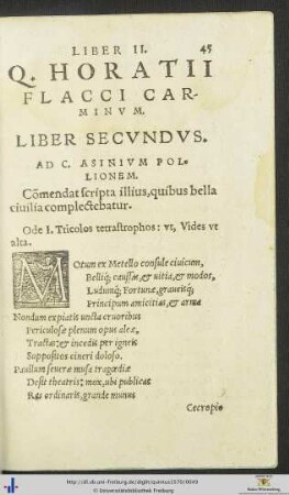 QUINCTI HORATII FLACCI CARMINUM LIBER SECUNDUS