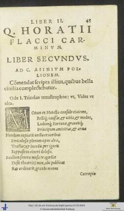QUINCTI HORATII FLACCI CARMINUM LIBER SECUNDUS