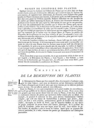 Chapitre I. De la Description des Plantes