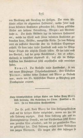 376-377 "Kurze Lebensgeschichten heiliger Kinder" von Lothar Franz Marx