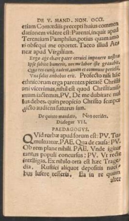 De quinto mandato ... Dialogus VII.