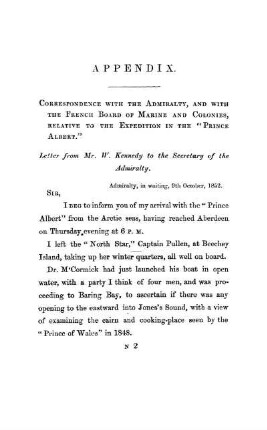 Correspondence with the Admiralty and the French Minister of Marine and Colonies