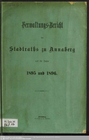1895/96: Verwaltungsbericht des Stadtrats zu Annaberg : auf die Jahre ...