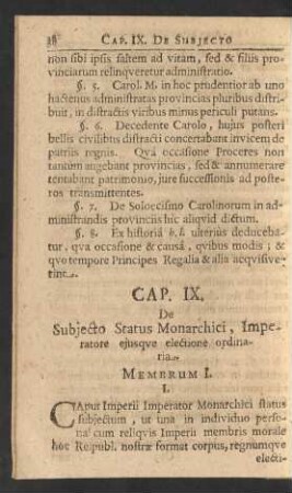 Cap. IX. De Subjecto Status Monarchici, Imperatore ejusqve electione ordinaria.