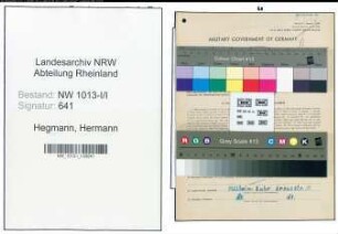 Entnazifizierung Hermann Hegmann , geb. 19.05.1887 (Kontrollmeister)