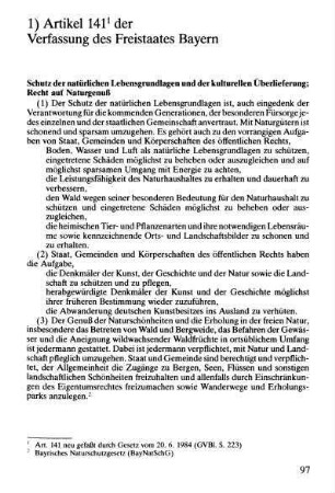 97, 1. Artikel 141 der Verfassung des Freistaates Bayern