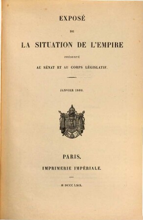Exposé de la situation de l'Empire, 1869