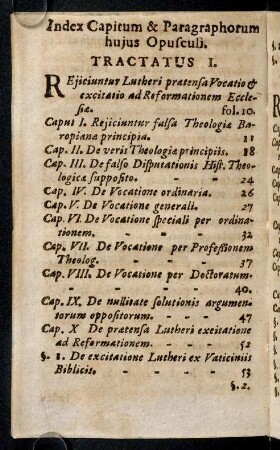 Index Capitum & Paragraphorum hujus Opusculi
